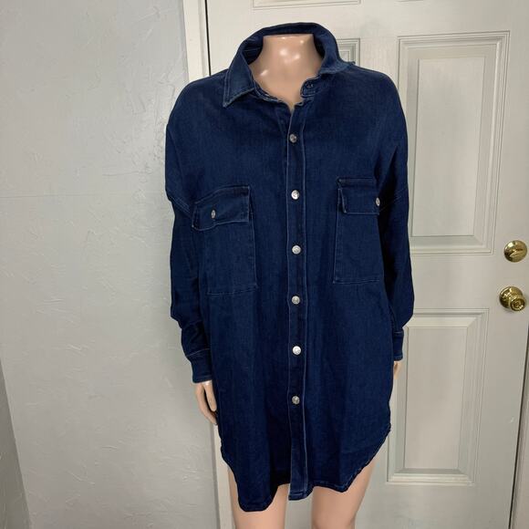 Frank & Eileen Women's Mcloghlins Dark Wash Denim Shirt M/L Button L/S T4 - Picture 1 of 7